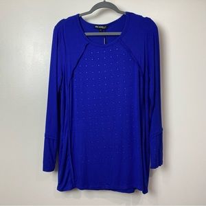 Piccadilly Sz X-large women’s long sleeve top soft fabric sparkly blue New